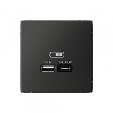Розетка USB Systeme Electric ArtGallery встраиваемая базальт USB-A/ Type-C (SE GAL001429)
