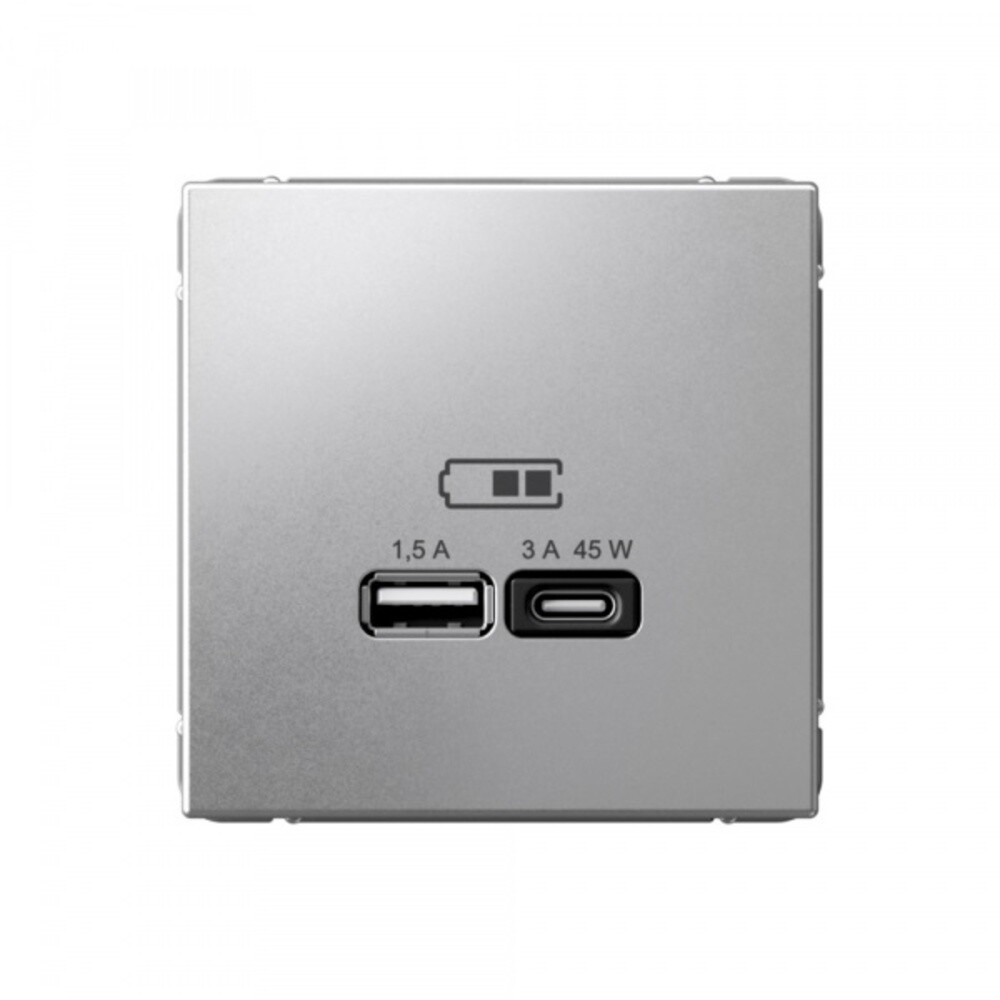 

Розетка USB Systeme Electric ArtGallery встраиваемая алюминий USB-A/ Type-C (SE GAL000329), Серый