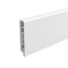 Изображение товара Плинтус ПВХ напольный Идеал Дюра 80 мм белый 2200 мм прямоугольный