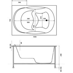 Ванна акриловая Bas Рио 105х70 см без ножек (В 00046) - фото 2