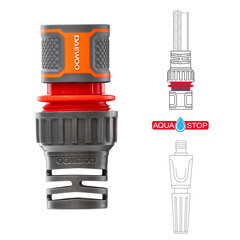 Коннектор 5/8х3/4 для шланга Daewoo пластиковый с аквастопом (DWC 2519) - фото 6