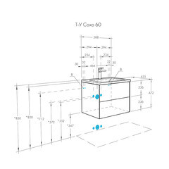 Тумба под раковину Aquaton Сохо 60 см подвесная слэйт/галька серая (1A258001AJ9A0) - фото 5