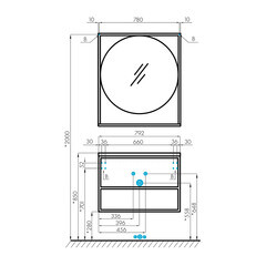 Зеркало с полкой прямоугольное 80х90 см в раме черной Aquaton Лофт Фабрик (1A242602LTDU0) - фото 3