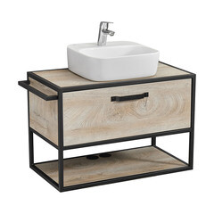 Тумба под раковину Aquaton Лофт Фабрик 80 см подвесная дуб эндгрейн (1A242401LTDU0) - фото 7