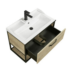 Тумба под раковину Aquaton Лофт Фабрик 80 см подвесная дуб эндгрейн (1A242401LTDU0) - фото 4