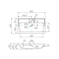 Раковина для тумбы Aquaton Фабиа 80 см (1A708031FB010) - фото 3