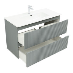 Тумба под раковину Акванет Джейн 100 см подвесная мисти грин (00335436) - фото 4