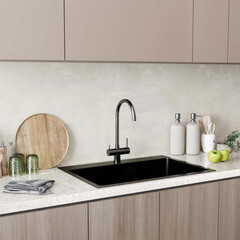 Смеситель для кухни Mixline MLSS-0326 графит с высоким изливом с подключением к фильтру однорычажный (553826) - фото 3