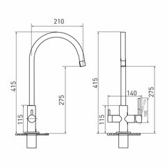 Смеситель для кухни Mixline MLSS-0326 графит с высоким изливом с подключением к фильтру однорычажный (553826) - фото 2