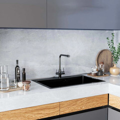 Смеситель для кухни Mixline MLSS-0320 графит с высоким изливом с подключением к фильтру однорычажный (553820) - фото 2