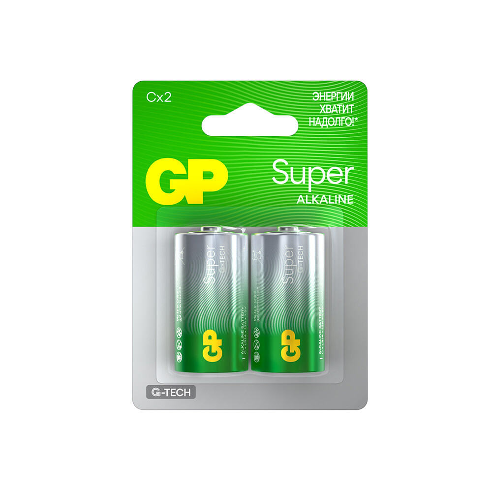 Батарейка GP Batteries Super Алкалин C LR14 1,5 В (2 шт.) (GP 14AA21-2CRSBC2)