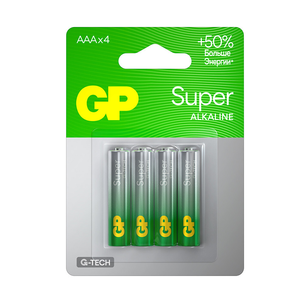 Батарейка GP Batteries Super Алкалин AAA мизинчиковая LR03 1,5 В (4 шт.) (GP 24AA21-2CRSBC4)