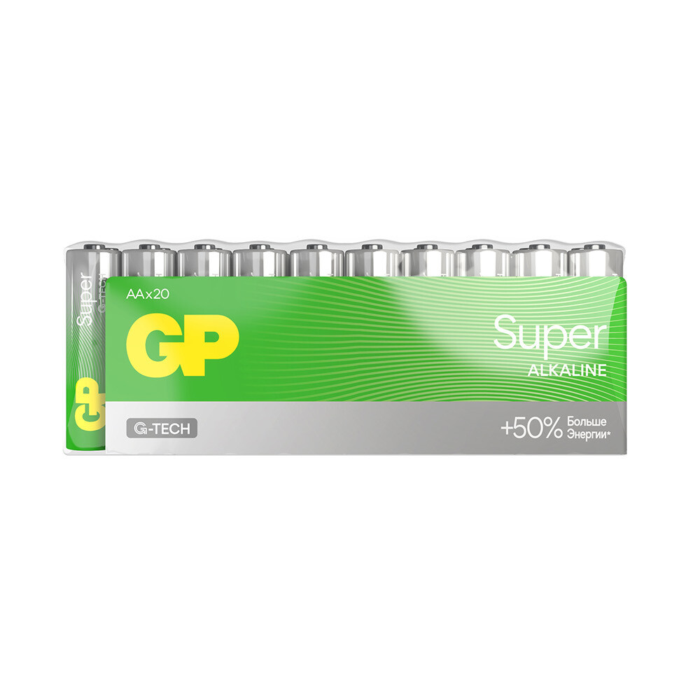 Батарейка GP Batteries Super Алкалин AA пальчиковая LR6 1,5 В (20 шт.) (GP 15AA21-2CRSWC20)