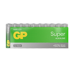 Батарейка GP Batteries Super Алкалин AAA мизинчиковая LR03 1,5 В (20 шт.) (GP 24AA21-2CRSWC20) - фото 1