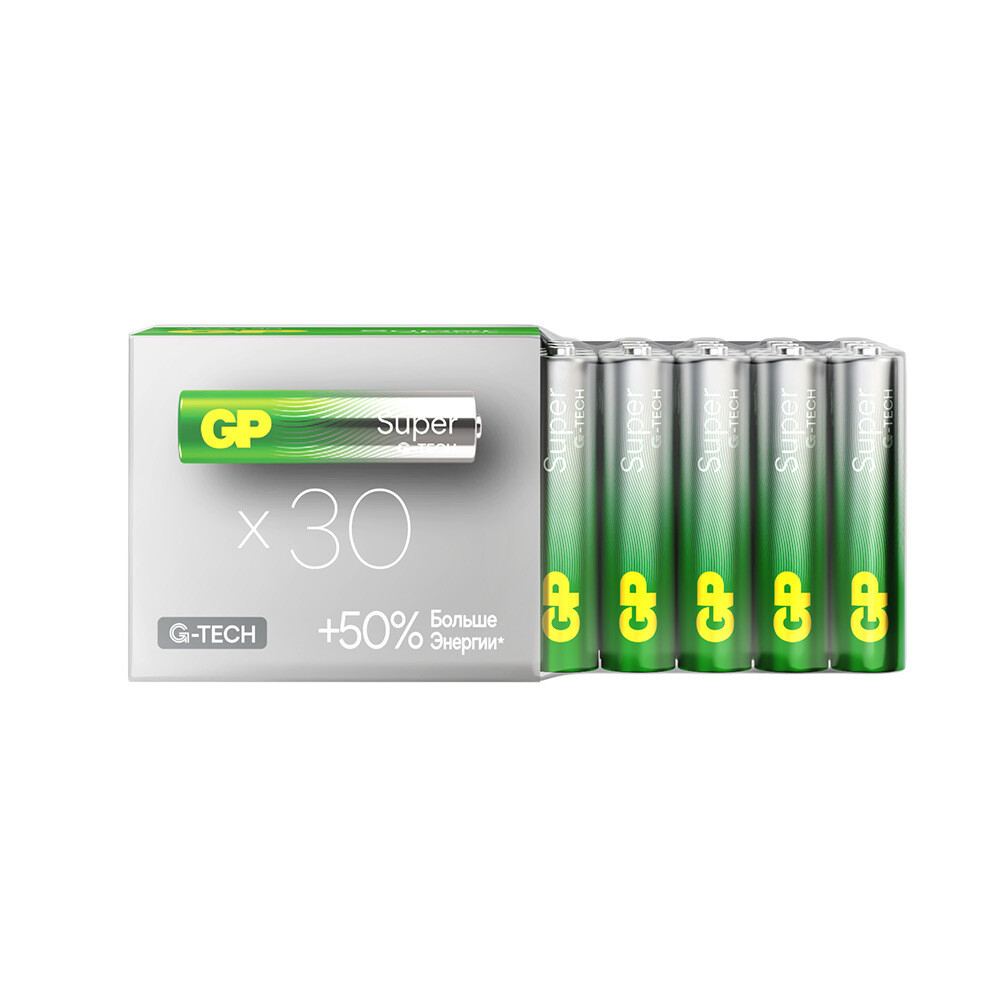 Батарейка GP Batteries Super Алкалин AAA мизинчиковая LR03 1,5 В (30 шт.) (GP 24AA21-2CRSWC30)