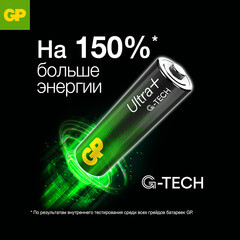 Батарейка GP Batteries Ultra+ Алкалин AAA мизинчиковая LR03 1,5 В (4 шт.) (GP 24AUPA21-2CRSB4) - фото 9