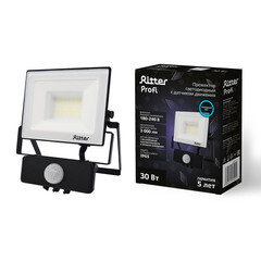 Прожектор светодиодный Ritter Profi 6500К 30 Вт IP65 с датчиком движения черный - фото 2