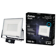 Прожектор светодиодный Ritter Profi 6500К 100 Вт IP65 с датчиком движения черный - фото 2