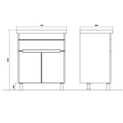 Комплект тумба с раковиной Sanstar Модена 70 см напольная белая (224.1-1.4.1.К) - фото 4
