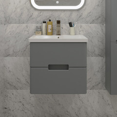 Комплект тумба с раковиной Sanstar Noche 60 см подвесная графит софт (422.1-1.4.1.ККОМ) - фото 7