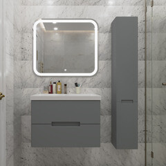 Комплект тумба с раковиной Sanstar Noche 80 см подвесная графит софт (424.1-1.4.1.ККОМ) - фото 6