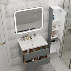 Комплект тумба с раковиной Sanstar Noche 80 см подвесная графит софт (424.1-1.4.1.ККОМ) - фото 5