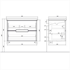 Комплект тумба с раковиной Sanstar Noche 80 см подвесная графит софт (424.1-1.4.1.ККОМ) - фото 3