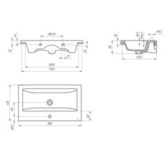 Комплект тумба с раковиной Sanstar Diva 80 см напольная дуб вотан/графит софт (460.1-1.4.1.ККОМ) - фото 2