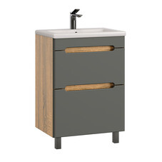 Комплект тумба с раковиной Sanstar Diva 50 см напольная дуб вотан/графит софт (457.1-1.4.1.ККОМ)