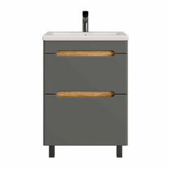 Комплект тумба с раковиной Sanstar Diva 50 см напольная дуб вотан/графит софт (457.1-1.4.1.ККОМ) - фото 9