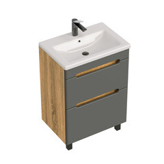 Комплект тумба с раковиной Sanstar Diva 50 см напольная дуб вотан/графит софт (457.1-1.4.1.ККОМ) - фото 8