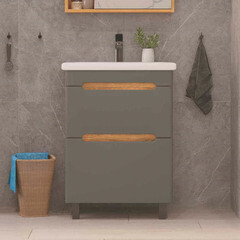 Комплект тумба с раковиной Sanstar Diva 50 см напольная дуб вотан/графит софт (457.1-1.4.1.ККОМ) - фото 7