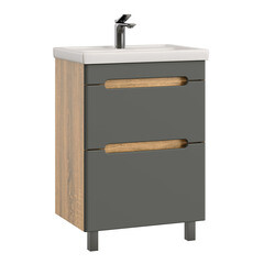 Изображение товара Комплект тумба с раковиной Sanstar Diva 60 см напольная дуб вотан/графит софт (458.1-1.4.1.КФОС)