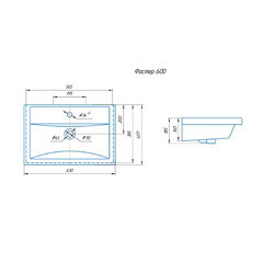 Комплект тумба с раковиной Sanstar Diva 60 см напольная дуб вотан/графит софт (458.1-1.4.1.КФОС) - фото 2