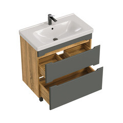 Комплект тумба с раковиной Sanstar Diva 70 см напольная дуб вотан/графит софт (459.1-1.4.1.ККОМ) - фото 9