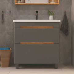 Комплект тумба с раковиной Sanstar Diva 70 см напольная дуб вотан/графит софт (459.1-1.4.1.ККОМ) - фото 7