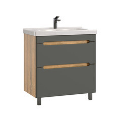 Комплект тумба с раковиной Sanstar Diva 80 см напольная дуб вотан/графит софт (460.1-1.4.1.ККОМ) - фото 1