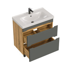 Комплект тумба с раковиной Sanstar Diva 80 см напольная дуб вотан/графит софт (460.1-1.4.1.ККОМ) - фото 9