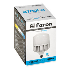 Лампа светодиодная Feron Е27/Е40 6400К 50 Вт 220 В цилиндр T100 матовая - фото 2