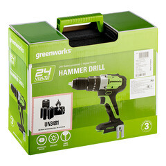 Дрель-шуруповерт ударная аккумуляторная бесщеточная Greenworks GD24DD60 24 В 2 Ач Li-Ion 1 АКБ и ЗУ (3704107UA) - фото 11