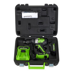 Дрель-шуруповерт ударная аккумуляторная бесщеточная Greenworks GD24DD60 24 В 2 Ач Li-Ion 1 АКБ и ЗУ (3704107UA) - фото 9