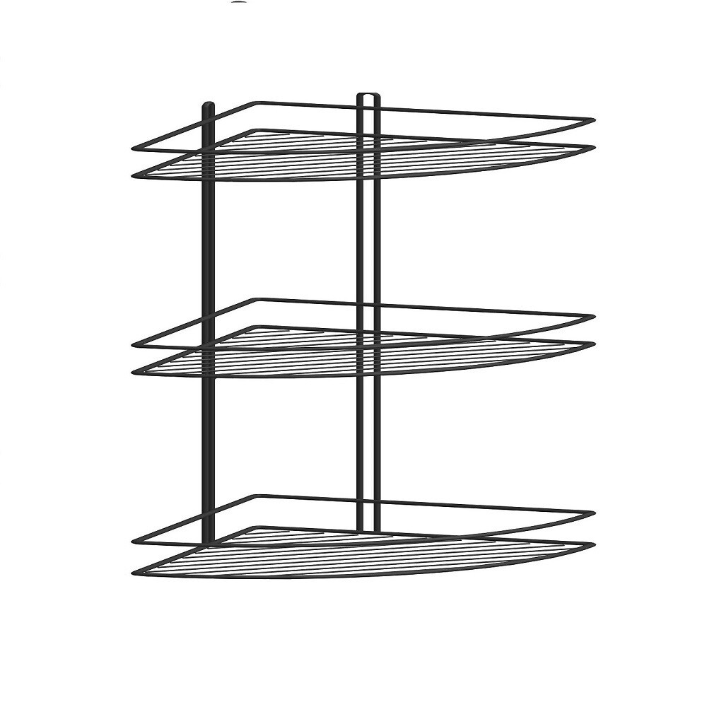 Полка для ванной Металаксон Drop угловая трехъярусная 200х200х630 мм металл черная (4893-3/ЧМПУО-3)