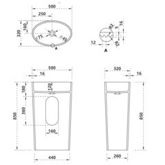 Раковина Abber Stein 500 мм напольная белая матовая (AS2504-H) - фото 2