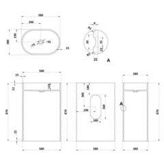 Раковина Abber Stein 580 мм напольная белая матовая (AS2550-H) - фото 2
