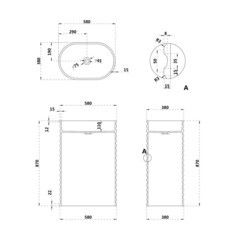 Раковина Abber Stein 580 мм напольная белая матовая (AS2550) - фото 2