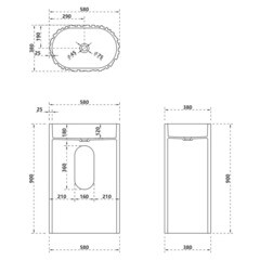 Раковина Abber Stein 580 мм напольная белая матовая (AS2551-H) - фото 2