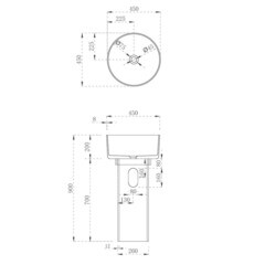 Раковина Abber Kristall 450 мм напольная коричневая (AT2702Opal-H) - фото 3