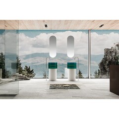 Раковина Abber Kristall 450 мм напольная белая/бирюзовая (AT2701White-Aquamarin-H) - фото 3