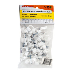 Скобы для крепления кабеля круглые Rexant 12 мм полиэтиленовые белые (50 шт.) (07-4012) - фото 2