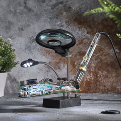 Держатель Rexant Третья рука с LED подсветкой и лупой х2.5 (12-0250) - фото 4